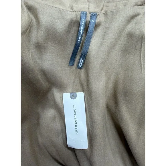 Anthropologie Shirt Dress Khaki Tommie Smocked Front Zip Preppy Boho Small NWT - Picture 11 of 11